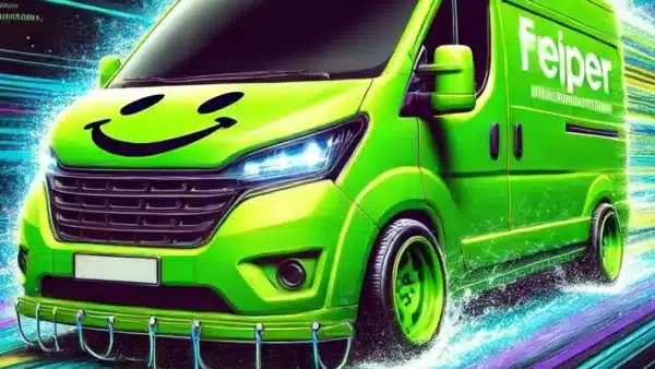 Schneller gr&uuml;ner Transporter im Stil der How to sell drugs online Serie