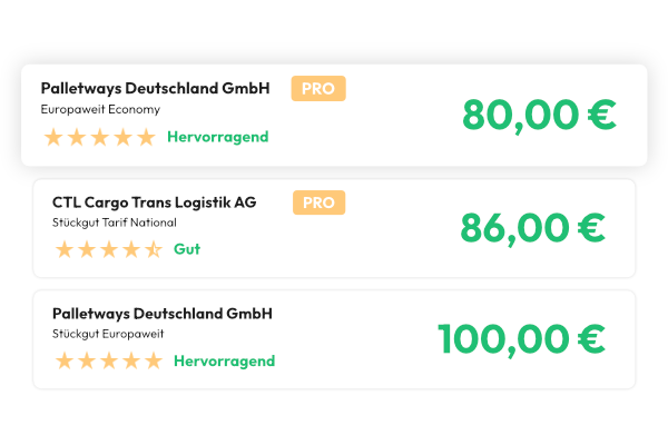 Transport-Angebote mit g&uuml;nstigeren preisen dank Pro-Account f&uuml;r Gewerbekunden