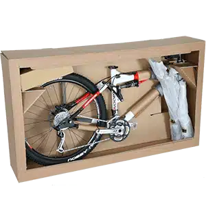Fahrrad im Karton verpackt