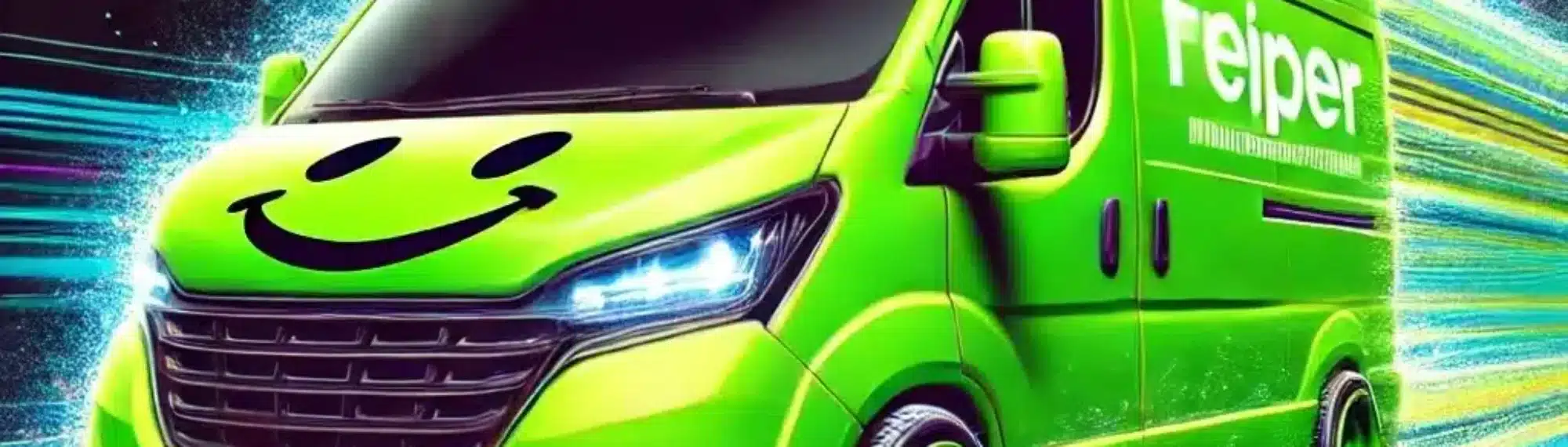 Schneller grüner Transporter im Stil der How to sell drugs online Serie