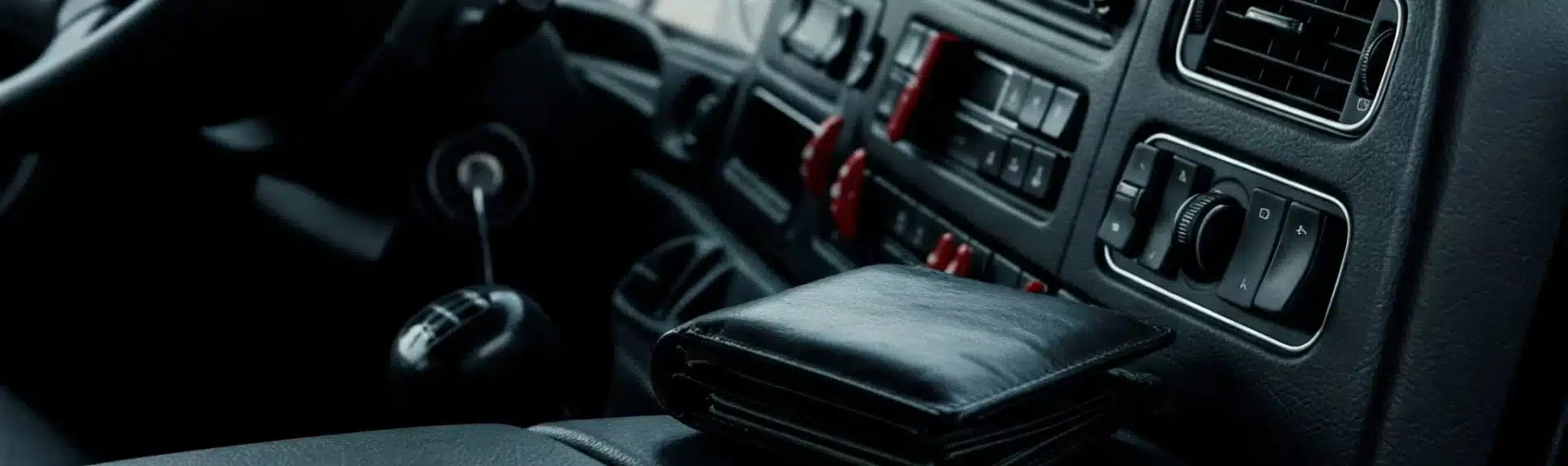 Fahrerkabine mit Lenkrad und Armaturenbrett eines LKW